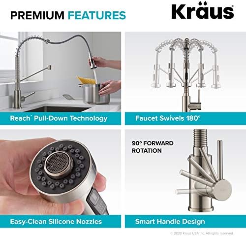 KRAUS Bolden Commercial Style 2-Function Single Handle Pull Down Kitchen Faucet in Spot-Free Antique Champagne Bronze, KPF-1610SFACB