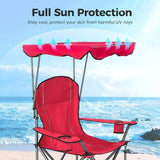 ALPHA CAMP Camp Chairs with Shade Canopy Chair Folding Camping Recliner Support 350 LBS