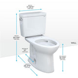 TOTO Drake Two-Piece Elongated 1.6 GPF Universal Height TORNADO FLUSH Toilet with CEFIONTECT, Cotton White - CST776CSFG#01