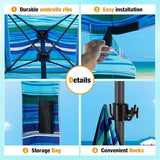 HOMEDEMO Beach Cabana UPF 50+, 6'×6' Beach Canopy, Easy Set up and Take Down, Cool Cabana Beach Tent with Sand Pockets, Side Wall Beach Shade Canopy Wind Waterproof for Kids, Family & Friends