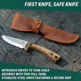 BeaverCraft Kids Boy Scout Knife - Whittling Knives for Kids - Safe Kid Knife with Rounded Tip & Sheath - First Bushcraft Knives for Boys 8-12 BSH Kid