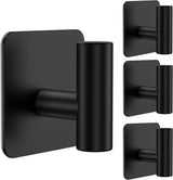 Aikzik 4 Pack Large Heavy Duty Wall Hooks - 26lb Max, Stainless Steel Adhesive Towel Hook, Shower Hooks for Hanging Towel, Coat, Robe, Wall Hook for Use in Bathroom, Kitchen and Door, Matte Black