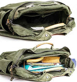 Gootium Canvas Backpack for Women Vintage Style Zipper Bag Men's Casual Daypack Cloth Outdoor Travel Rucksack, Olive