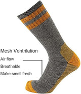 Cerebro Merino Wool Socks for Men, Cushioned Mid-calf Socks Moisture Wicking Men's Hiking Socks for Home, Trekking, Outdoors