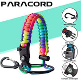 64OZ Insulated Water-Bottle with Paracord-Handle - Half Gallon Water Bottle Jug with Straw & Spout Lids, Bottle Sleeve & Boot, Keep Cold-48h Hot-24h for Fitness Camping Hunting, Hiking