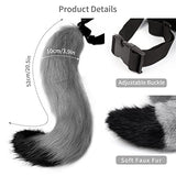 HAOAN Wolf Fox Tail Clip Ears and Gloves Set Halloween Christmas Fancy Party Costume for Women and Man Gray