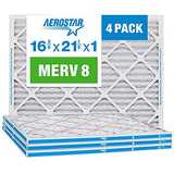 Aerostar 16.375x21.5x1 MERV 8 - 4 Count - Pleated HVAC, Furnace & Air Conditioner Filters - Removes Dust, Lint, Mold & Allergy-Causing Pollen