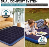 FUNDANGO Queen Camping Cot, 2 Person Folding Airbed Mattress, Double Camp Bed with 2 Cup Holders, Removeable Cover for Adults Outdoor Travel,Carry Bag Included (Grey)