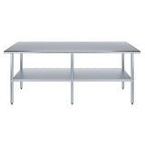 AmGood 24 in. x 84 in. Stainless Steel Work Table | Metal Kitchen Food Prep Table | NSF