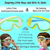 Seago Swim Goggles 2 Pack Anti-Fog Anti-UV Wide View Swimming Goggles for Kids 3-15