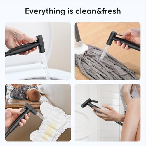 Arofa Black Bidet Sprayer for Toilet, Handheld Jet Sprayer Adjustable Water Pressure Muslim Shower with Bidet Hose, Bidets Faucet for Existing Toilets Cloth Diaper Spray for Baby/Feminine Wash