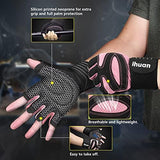 ihuan Ventilated Weight Lifting Gym Workout Gloves with Wrist Wrap Support for Men & Women, Full Palm Protection, for Weightlifting, Training, Fitness, Hanging, Pull ups