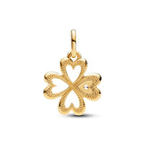 PANDORA Heart Four-Leaf Clover Medallion Charm - Bracelet Charm ME Bracelets - 14k Gold with Clear Cubic Zirconia - Gift for Her - Jewelry for Women with Gift Box