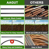 AAGUT 16 Inch Rebar Stakes Heavy Duty 16 Pack 3/8’’ Diameter Landscape Timber Spikes, Straight Stakes with Chisel Point End, Ground Anchors for Camping Tent, Garden Plant Support, Concrete, Black