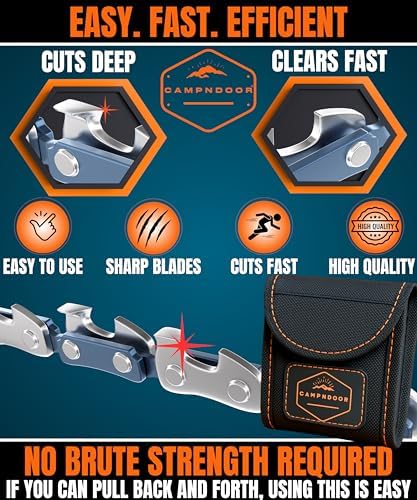 Pocket Chainsaw for Camping - 36 Inch Heavy Duty Steel Hand Chainsaw - 48 Teeth Pocket Saw - 65Mn Hand Chain Saw with Handles - Handy Camping Gear - Bushcraft Survival Gear and Supplies