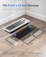 Super Quiet Register Booster Fan for 4" x 12" Register Holes, Smart Register Vent with Dual Intelligent Thermostat and WIFI App Control, Heating Cooling AC Vent Fan (White)