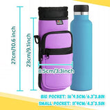 Nuovoware Water Bottle Carrier Bag,25oz/40oz/64oz Bottle Pouch Holder,Adjustable Shoulder Hand Strap 2 Pocket Sling Neoprene Sleeve Sports Accessories for Hiking Travelling Camping