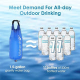 Waterdrop Gravity Water Filter Straw, Camping Water Filtration System, Water Purifier Survival for Travel, Backpacking and Emergency Preparedness, 1.5 gal Bag, 0.1 Micron, Light Blue