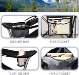 Fully Padded Camping Chair, Oversized Heavy Duty Lawn Chair with Cooler Bag,Side Pocket,Cup Holder Support 400 lbs