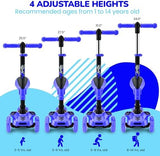 Hurtle 3-Wheeled Scooter for Kids - Wheel LED Lights, Adjustable Lean-to-Steer Handlebar, and Foldable Seat - Sit or Stand Ride with Brake for Boys and Girls Ages 1-14 Years Old