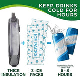 Golf Cooler Bag Plus 2 Ice Packs - Keeps Drinks Cold for Hours - Holds 6 Beer Cans or 2 Wine Bottles - Fits Discreetly in Golf Bags - Insulated Beer Sleeve and Cooler