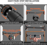 Sportneer Pull Up Bar: Strength Training Chin up Bar without Screws - Adjustable 29.5''-37'' Width Locking Mechanism Pull-up Bar for Doorway - Max Load 440lbs for Home Gym Upper Body Workout, Non-slip