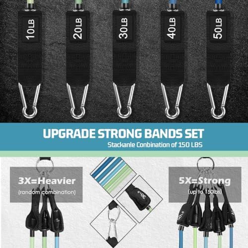 VEICK Resistance Bands, Exercise Bands, Workout Bands Set for Working Out with Handles for Men Women, Elastic Exercising Bands for Fitness Weights Work Out at Home Gym