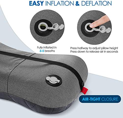 Hikenture Camping Pillow with Removable Cover - Ultralight Inflatable Pillow for Neck Lumbar Support - Upgrade Backpacking Pillow - Washable Travel Air Pillows for Camping, Hiking, Backpacking