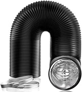 Hon&Guan 6 inch Air Duct - 16 FT Long, Black Flexible Ducting HVAC Ventilation Air Hose for Grow Tents And Ventilation System.