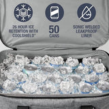 CleverMade Collapsible Cooler Bag 50 Can Beach & Travel Car Cooler, Folding Soft Cooler, Shoulder Strap, Bottle Opener Great Car Coolers for Travel, Cleans Easy, Leak Proof - Gray/Black Gray/Midnight