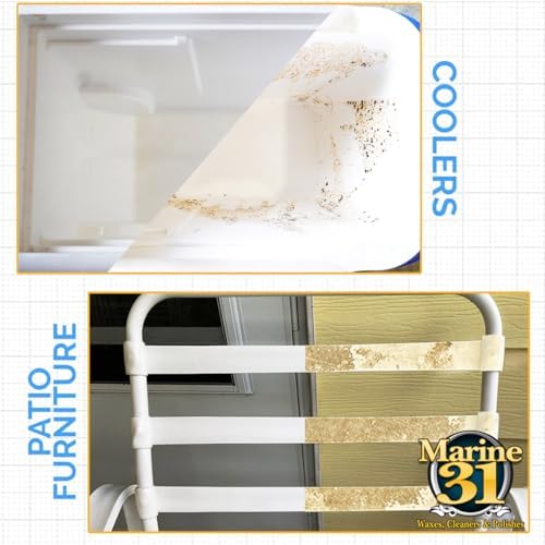 Marine 31 Mildew Stain Remover & Cleaner | Effective for Boats, Home, Patio, & Bathroom | Removes Mildew & Mold Stains | Powerful Cleaning Formula | 16oz