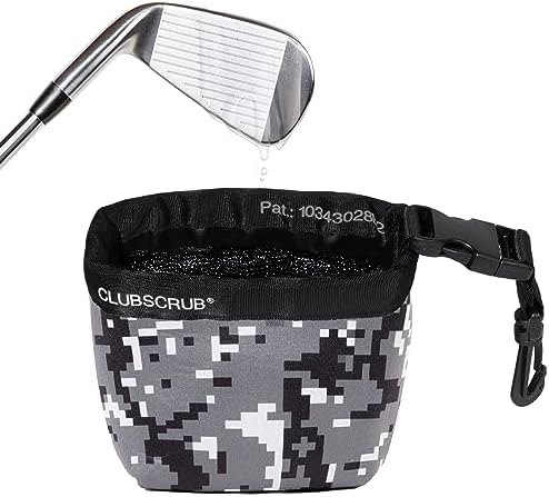 Golf Club and Golf Ball Cleaning Bag, Waterproof Clean Face Technology Liner, Detachable Clip, Machine Washable, Cleans Club Grooves, Dry Exterior (Neoprene or Microfiber Option Available)