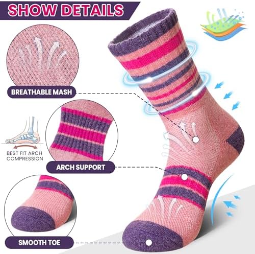 DoSmart Merino Wool Hiking Socks for Women Thermal Winter Warm Moisture Wicking Boot Work Cushion Gift Socks 5 Pairs
