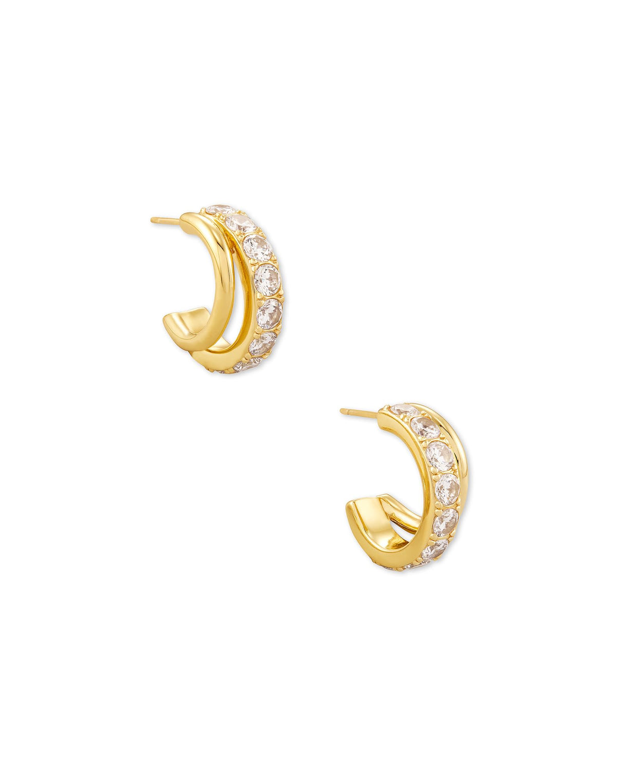 Kendra Scott Livy 14k Gold-Plated Huggie Earrings in White Crystal