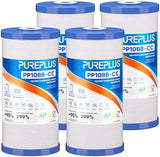 PUREPLUS 5 Micron 10" x 4.5" Whole House FXHTC Sediment and Carbon Water Filter Replacement Cartridge for GXWH40L, GXWH35F, GNWH38S, RFC-BBSA, WRC25HD, PP10BB-CC, RFC-BB, WFHD13001, 4Pack