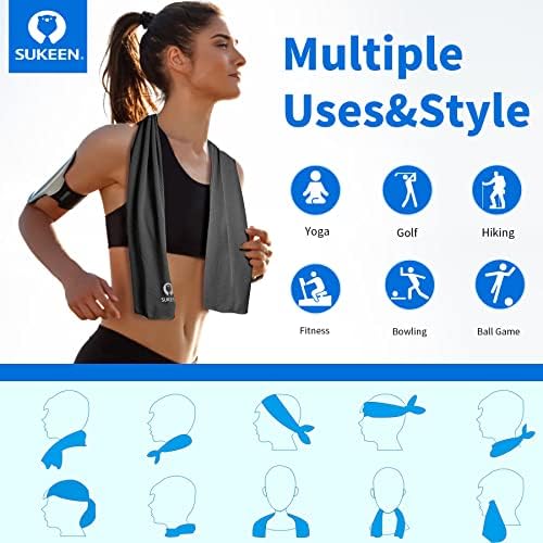 Sueken 4 Pack Cooling Towel - 40"x12", Soft Breathable Chilly Microfiber Towel for Yoga, Sports & More Activities