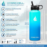 HYDRO CELL Stainless Steel Insulated Water Bottle with Straw - For Cold & Hot Drinks - Metal Vacuum Flask with Screw Cap and Modern Leakproof Sport Thermos for Adults (Teal/Blue 40oz)