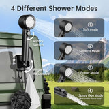 Portable Shower - 8000mAh Rechargeable Camping Shower Pump with Bath Sponge, 4 Spray Modes, IPX8 Waterproof, Ideal for Outdoor Camping, Travel, Car Washing, Pet Bathing, and Watering Plants