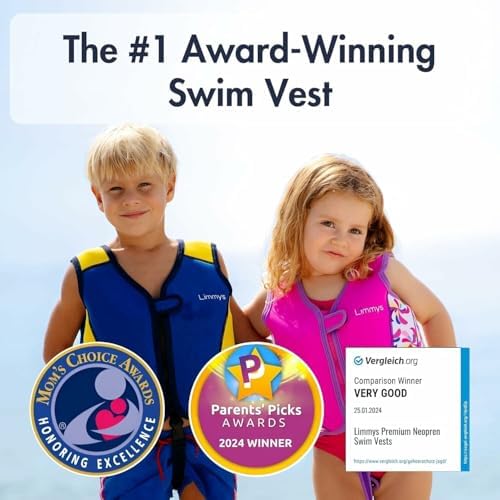 Limmys Premium Kids Swim Vest - Toddler Swim Jacket and Buoyancy Swimming Aid - Modern Design Swimming Vest for Boys, Girls and Babies - Drawstring Bag Included