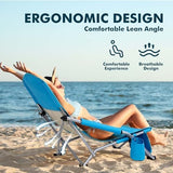 AKSOUL Folding Beach Chair for Adults: Low/High Back Chairs with Carry Bag - Extra Wide Seat Chair with Comfortable Pillow & Storage Pocket (1 Pack & 2 Pack, Blue)