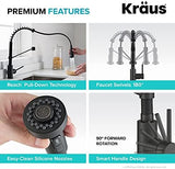 KRAUS Bolden Commercial Style 2-Function Single Handle Pull Down Kitchen Faucet in Matte Black, KPF-1610MB