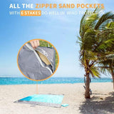 covacure Extra Large Beach Blanket Sandproof Waterproof - 108"x85" for 7-8 Adults, Oversized Portable Beach Mat with Zipper Pockets, Lightweight Durable Outdoor Accessories for Camping, Travel, Hiking