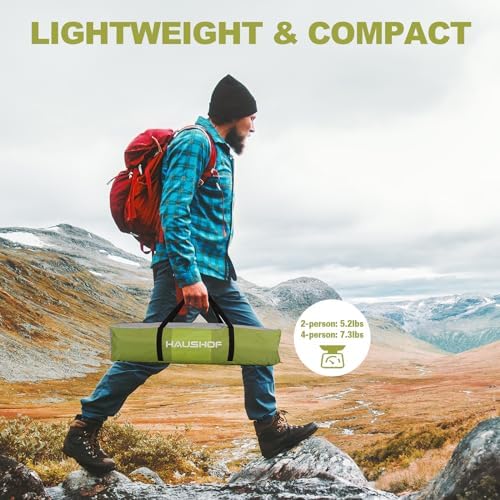 2/4-Person Family Dome Tent with Removable Rain-Fly, Easy Set Up Portable Camping Tent for Backpacking Hiking Backyard Outdoor, Green/Blue/2-person/4-person