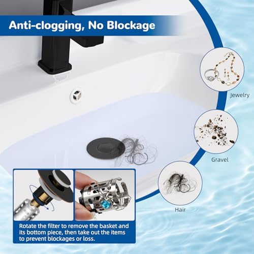 Hibbent Upgraded 3 in 1 Bathroom Sink Drain Strainer, Universal Pop Up Stopper with Removable Stainless Steel Filter Basket Hair Catcher, Sink Plug for 1.1''~2.36'' Basin, Oil-Rubbed Bronze