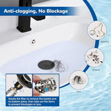 Hibbent Upgraded 3 in 1 Bathroom Sink Drain Strainer, Universal Pop Up Stopper with Removable Stainless Steel Filter Basket Hair Catcher, Sink Plug for 1.1''~2.36'' Basin, Oil-Rubbed Bronze