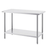 VEVOR Stainless Steel Prep Table, 24 x 48 x 34 Inch, 800 lbs Load Capacity, Heavy Duty Metal Worktable with 3 Adjustable Height Levels, Commercial Workstation for Kitchen Garage Restaurant Backyard