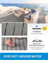 OCEANBROAD Boat Flooring EVA Foam Self-Adhesive 96''x45.6''/36''/28.8''/16.8'' Faux Teak Marine Boat Decking Sheet for Jon Boats Yacht Floor