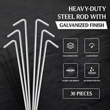 Tent Stakes Heavy Duty Metal, Galvanized Rust-Free Yard Stakes, Garden Edging Fence Hook | Tent Stakes Metal for Outdoor Camping, Tent Garden Stakes for Gardening & Canopies, Tent Pegs - by Ram-Pro
