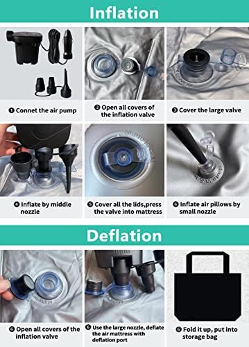 SUV Air Mattress, Inflatable SUV Mattress Bottle and Phone Holder Thickened Flocking & PVC Surface Car Air Mattress with Electric Air Pump Travel Mattress for Car Camping Road Trip (Black)