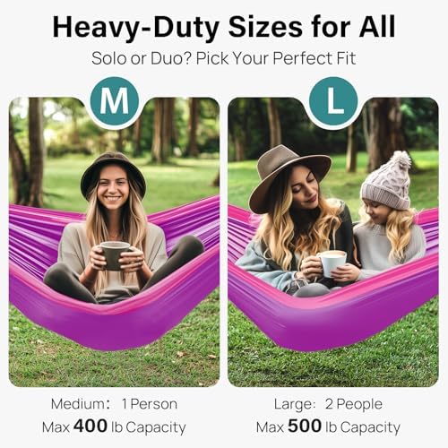 Kootek Camping Hammock 500 lbs Capacity, Portable Hammocks with Tree Straps & Attached Carry Bag, Camping Essentials Gear, Perfect for Outside Indoor Hiking Beach Backpack Travel